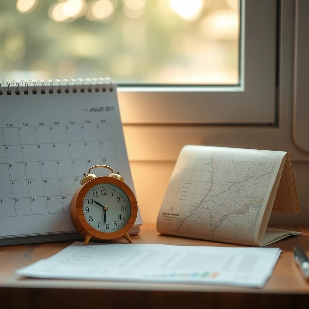 A desk clock next to a calendar, marking the separate deadlines a California business runs on.